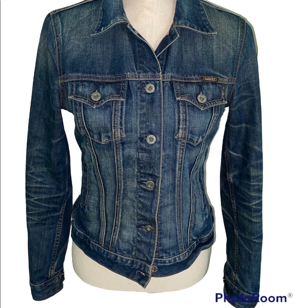 Lucky brand koi fish inner design Denim jacket